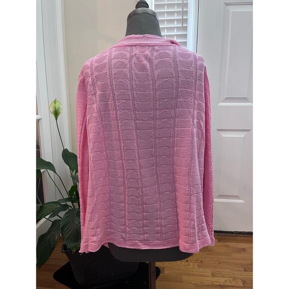 M Missoni Pink Virgin Wool Blend Open Knit Waterfall Buttonless Cardigan Small - Picture 4 of 12